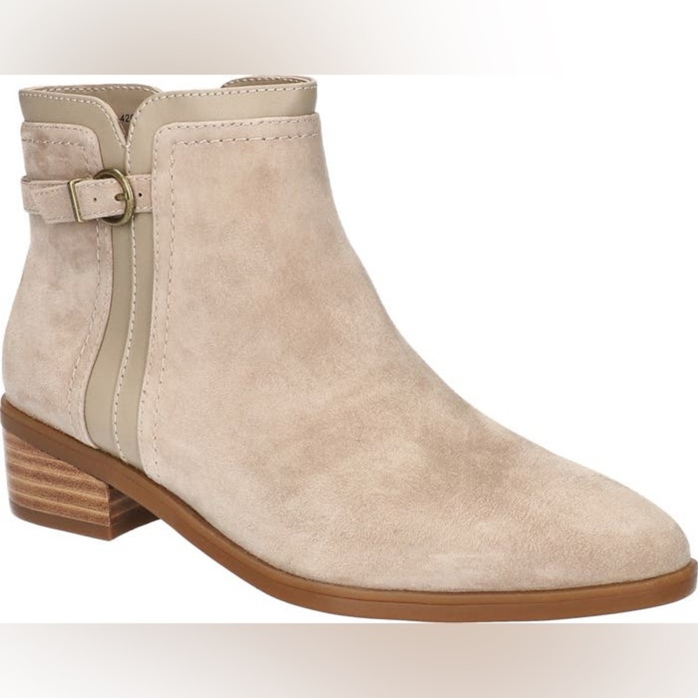 Bella Vita Womens BEATRICE Beige Block Heel Suede Ankle Boots Size 9.5WW‎